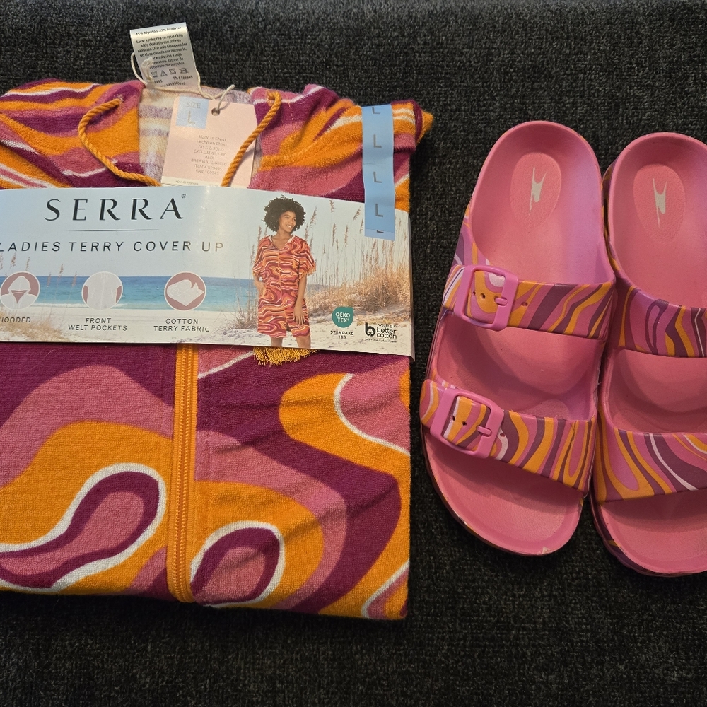 Serra Pink and Orange Cover-Up with Sandals